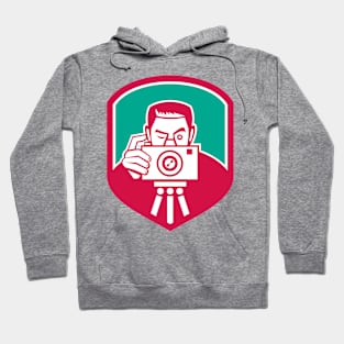 Photographer Shooting Camera Shield Retro Hoodie